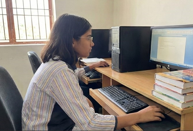 Individual study carrels in a quiet section of the library