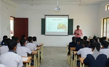 Students participating in a health and nutrition awareness session
