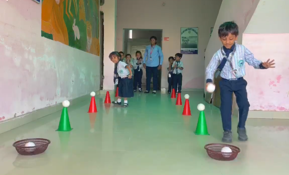 Collection of school art supplies including scissors, glue, and paper